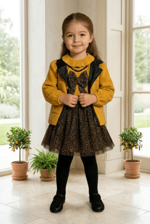 Look Tendance : L'Ensemble Chic et Confortable pour Petite Fille (Sweat, Jupe & Gilet).