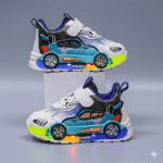 Chaussures Enfants LED Lumineuses Motif Voiture – Baskets Confortables Taille 21-25