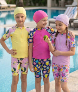 Burkini Fille Anti-UV avec Bonnet | Maillot de Bain Piscine & Plage