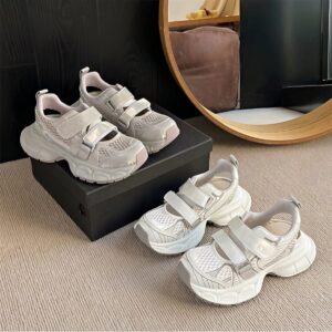 Baskets Femme Lucky en Maille Respirante – Double Scratch, Semelle Compensée